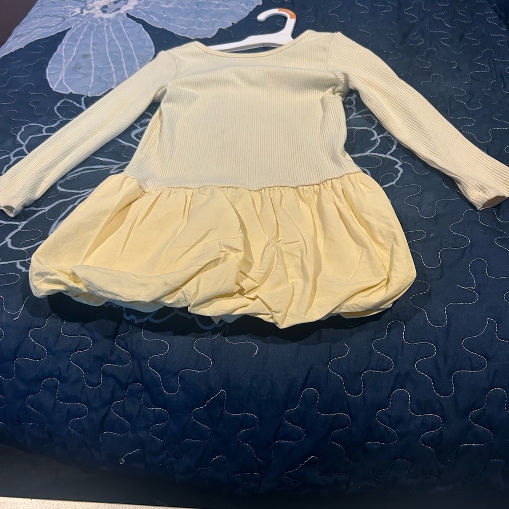 Cream and Yellow Long Sleeve Dress
